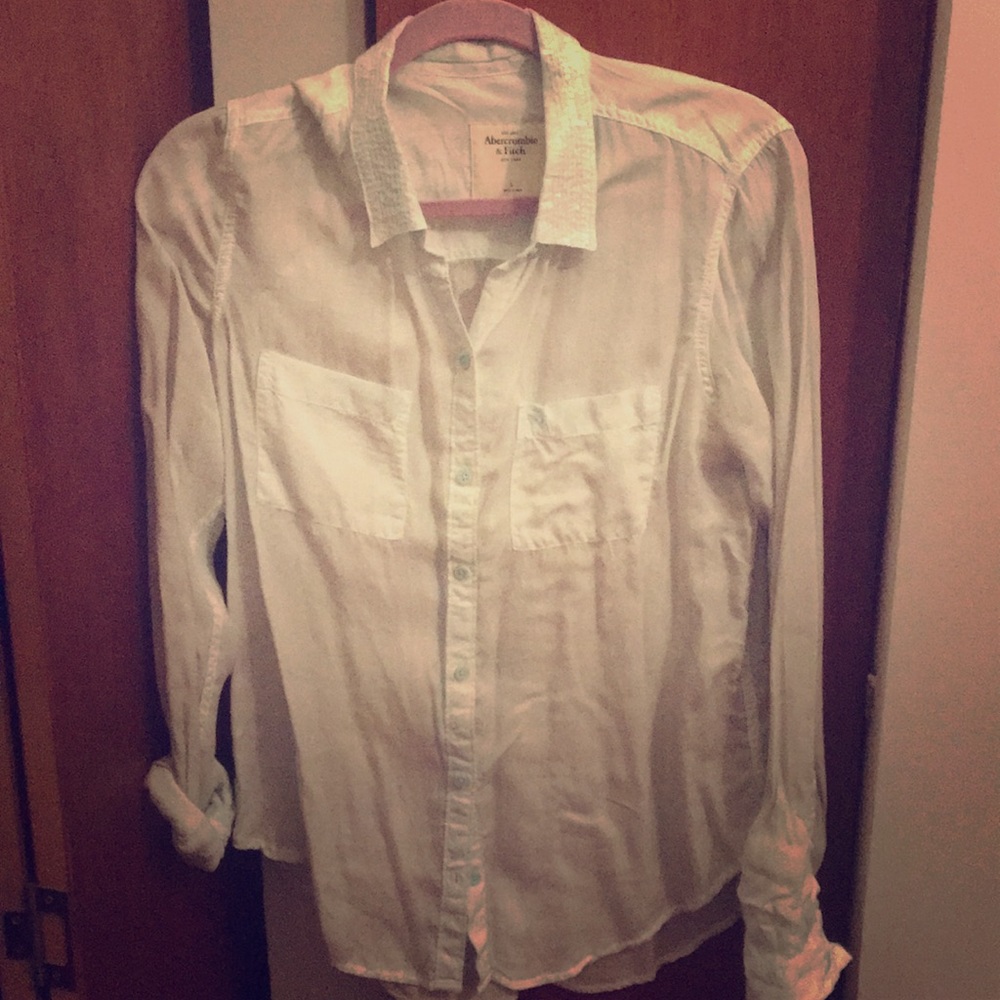 Long sleeve sheer A&F blouse sequins collar detail